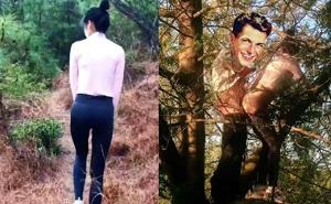 极品身段尤物人妻,穿上瑜伽裤爬到山顶站在书上打炮,人前高冷长腿人妻反差至极